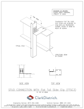 Stud Connection Bypass Flat Tail FTSC3 Top of Beam