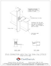 Stud Connection Bypass Flat Tail FTSC3 Welded Top of Beam