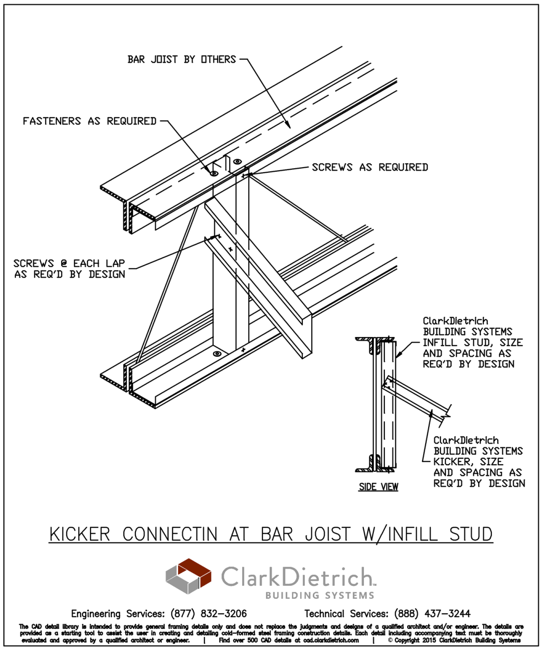 Kicker Connection at Bar Joist Infill Stud