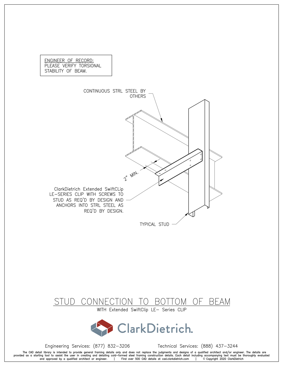 stud connection top of beam Extended LE-series